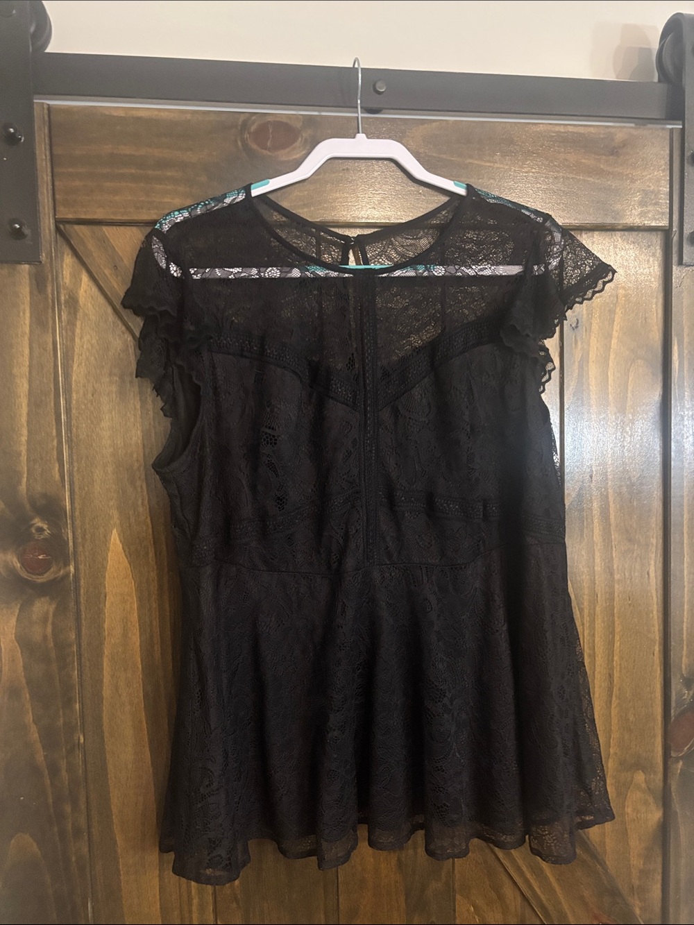 Torrid Black Lace Flutter Sleeve Babydoll/Peplum  Top Size 1